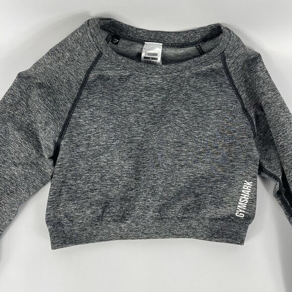 Gymshark Adapt Ombre Seamless Long Sleeve Crop Top Black Grey Size M - Picture 2 of 6